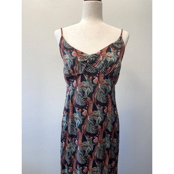 Anthropologie x Temperley London Maxi Slip Dress Size 8 Tropical Black Print - Picture 2 of 9